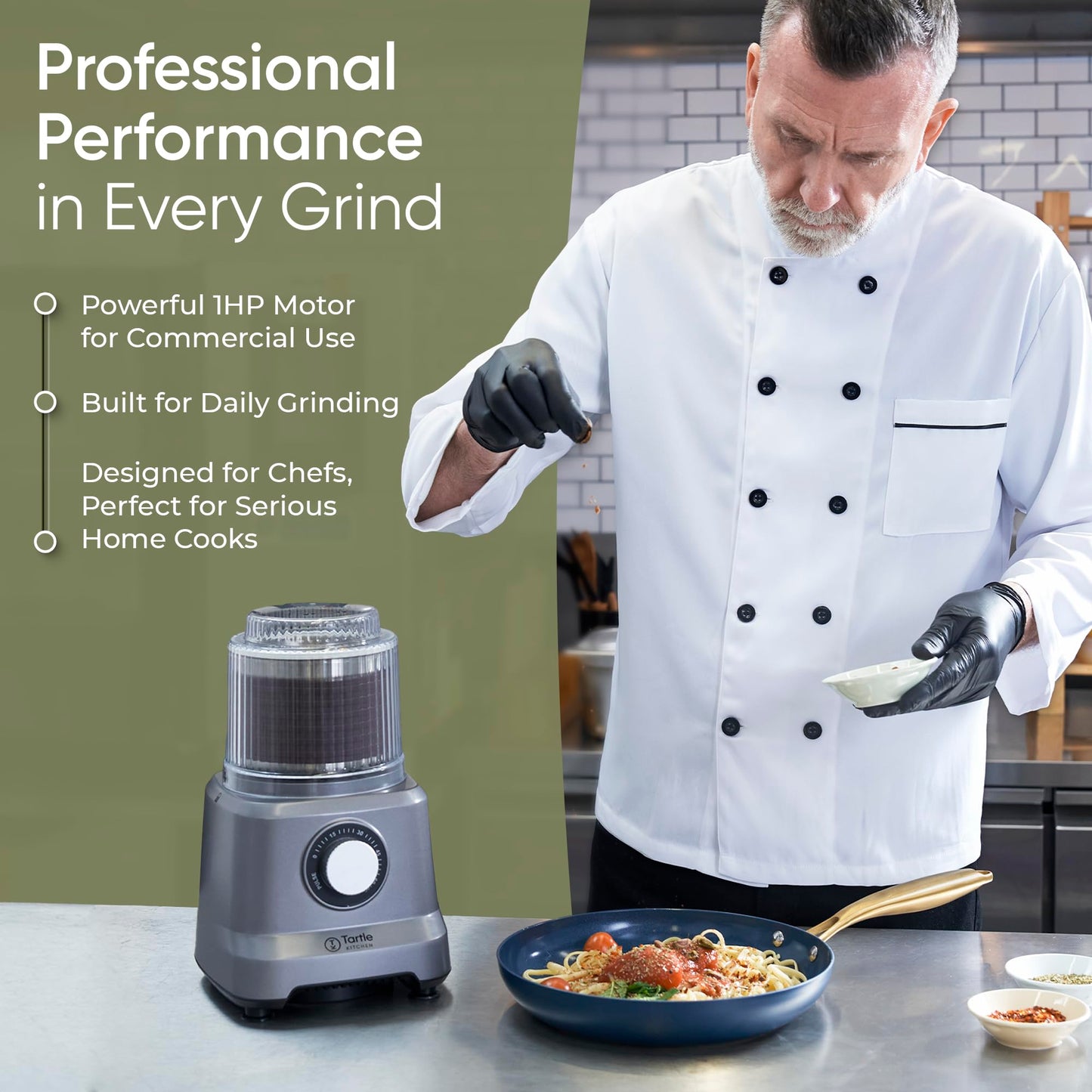 Commercial Electric Spice Grinder 750W - Heavy Duty Stainless Steel Herb Grain Coffee Grinder with Timer Pulse Mode - 2 Cups for Masalas Seeds Nuts Kitchen Use