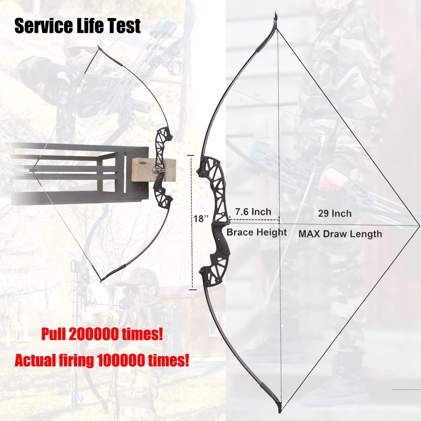 SOPOGER Bowfishing Recurve Bows Set - Archery Bow Kits Package Dual Use for Adult Hunting Practice Shooting Fish with Solid Fishing Arrows and Bowfishing Bottle Reels (Black 40Lbs)
