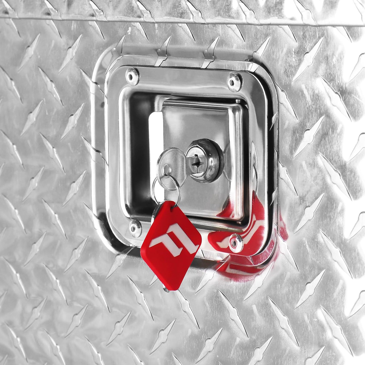 FORWODE 39 Inch Truck Bed Tool Box, Heavy Duty Aluminum Waterproof Under Truck Storage Organizer for Pickup Truck Bed RV Toolbox with Handle and Lock - Silver
