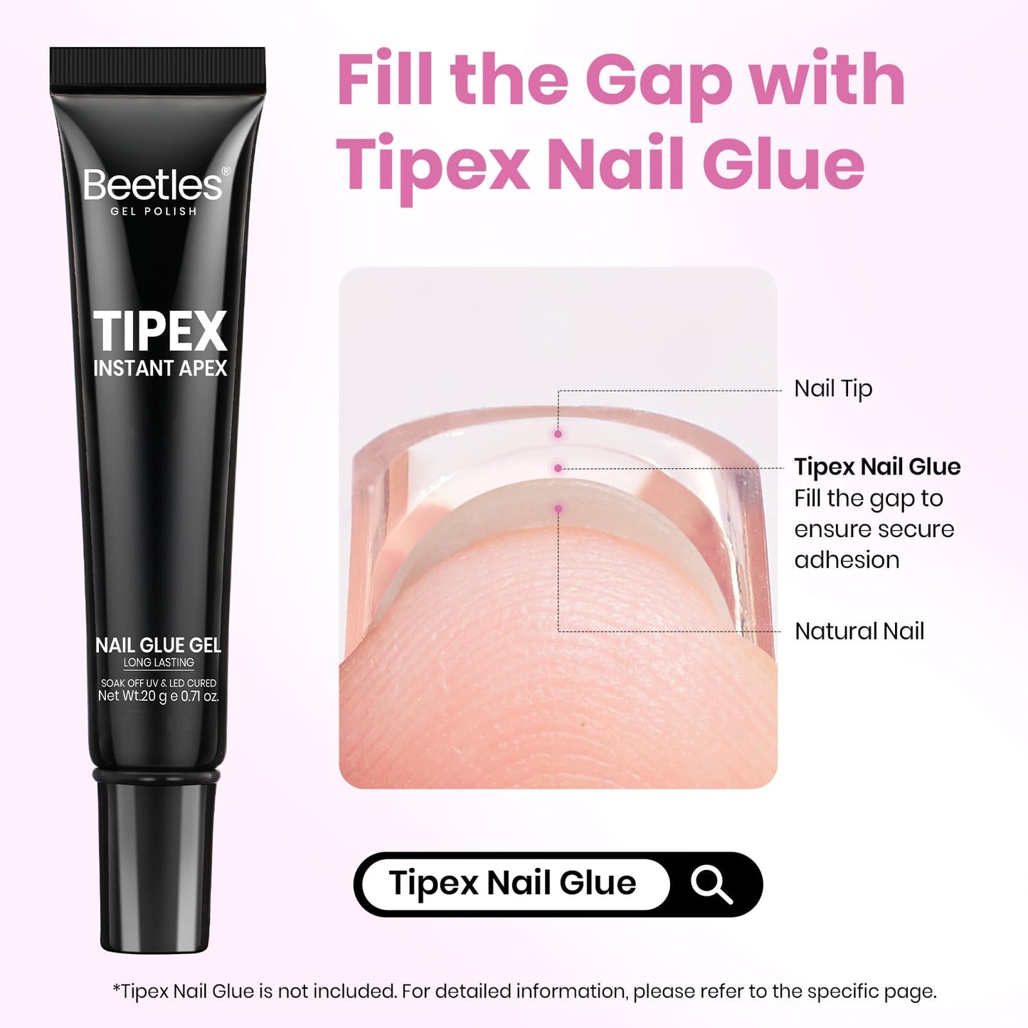 Beetles Tipex Lite Pre-Built Apex Gel Nail Tips, Almond Medium, 256pcs Value Pack, 16 Sizes, Flat-Nail Friendly Acrylic Tips for Natural Nail Beds, Easy for Beginner DIY