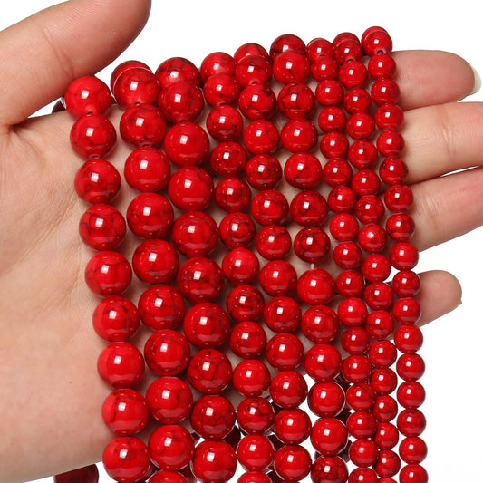 8mm Red Beads for Bracelets Turquoise Beads, Natural Stone Beads Gemstone Beads for Jewelry Making,DIY Bracelet Necklace About 45pcs