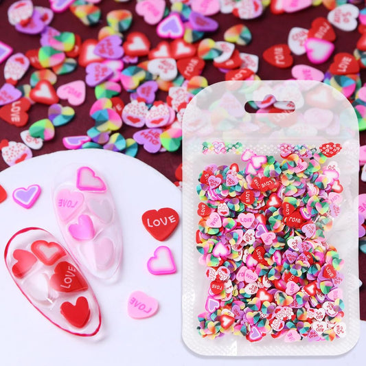 500Pcs Heart Nail Charms Valentine's Day Nail Art Charms for Acrylic Nail Resin Nail Art Supplies Mix Color Nails Charms Cute Nail Decoration DIY Nail Manicure Art for Women Girls