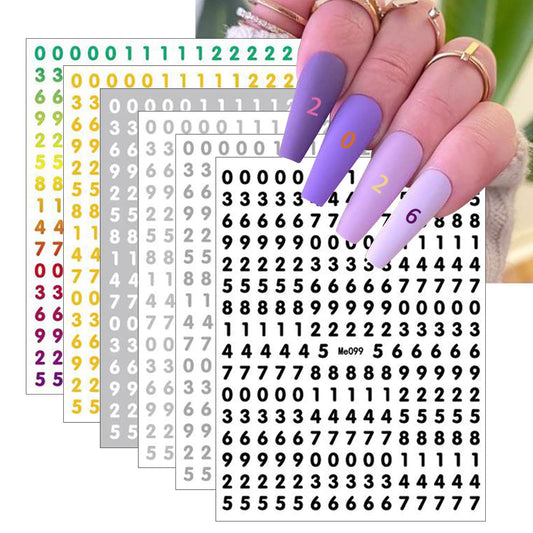 Colorful Number Nail Art Stickers Decals 6 Sheets，3D Holographic Luxury Laser Gold Silver Nail Stickers Rose Gold Black Number Nail Designs Self-Adhesive for Women Girls DIY Nail Decoration Manicure