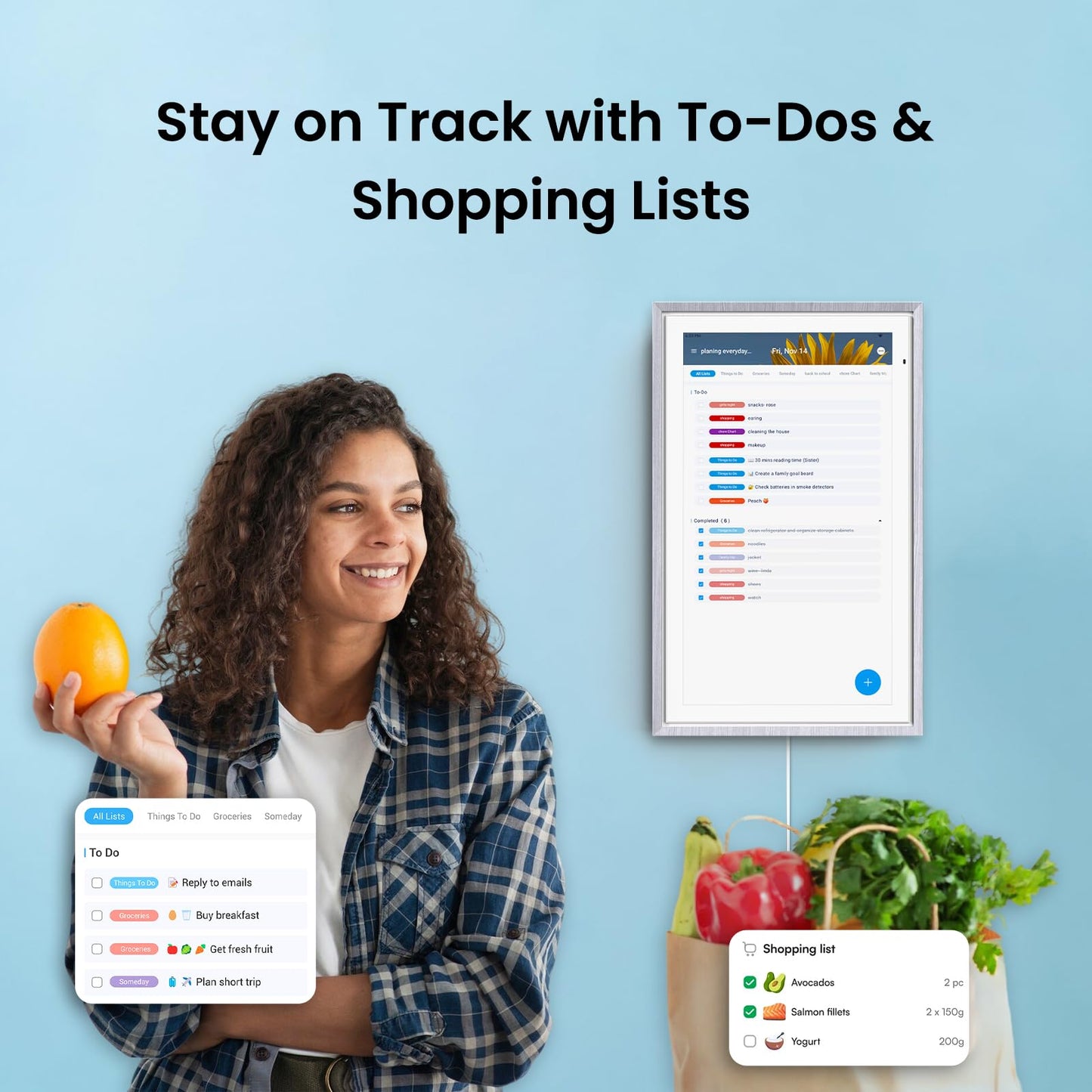ApoloSign 15.6-inch Digital Calendar: Dual Mode Calendars with Google Play & Multi-calendar Sync, Electronic Planner & Chore Chart, Smart Touchscreen, Interactive Display for Family Schedules (Gray Wood, 15.6")