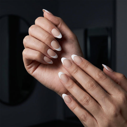 5Packs 120Pcs French Tip Press on Nails Short Nail Tips Natural Fake Nails Soft Gel False Nails Kit Glossy Solid Color Acrylic Nails Art for Women Daily Wear Manicure Deco (Style 19, Medium)