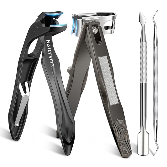 360° Rotating Nail Clippers for Seniors with Arthritis, Ergonomic Long Handled Toenail Clippers for Thick Nails for Seniors, Heavy Duty Fingernail Clippers with Catcher Wide Opening Sharp Nail Cutters