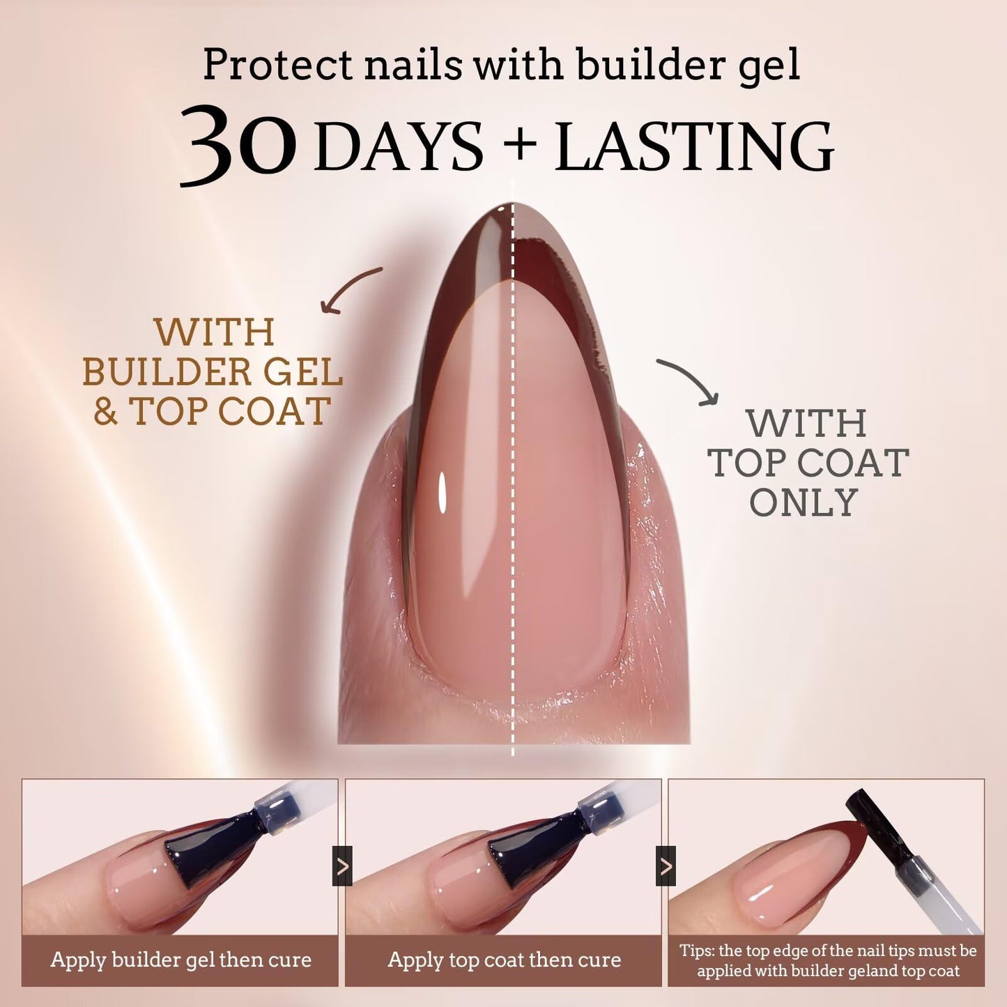 BTArtboxnails XCOATTIPS French Tip Press on Nails - Skin Tones Short Press On Nails Square, Soft Gel Nail Tips with Nail Gel, French Protecting Duo, Nail Lamp, All in One Fake Nail Extension Kit