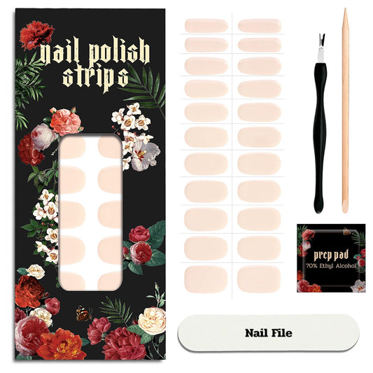 ruyeefam Nail Polish Strips (No UV Lamp Needed) - 22 Pcs Salon Quality Gel Nail Stickers - Long Lasting Wraps (Loft Light Nude)