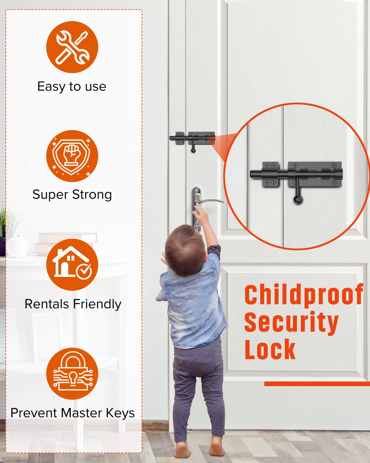 Heavy Duty Slide Bolt Gate Latch Hardware, 6.3 Inch Solid 304 Stainless Steel Latches Electroplating Finish, Barrel Bolt Lock for Wooden Fence, Yard Door, Barn Door, Shed Door, Interior