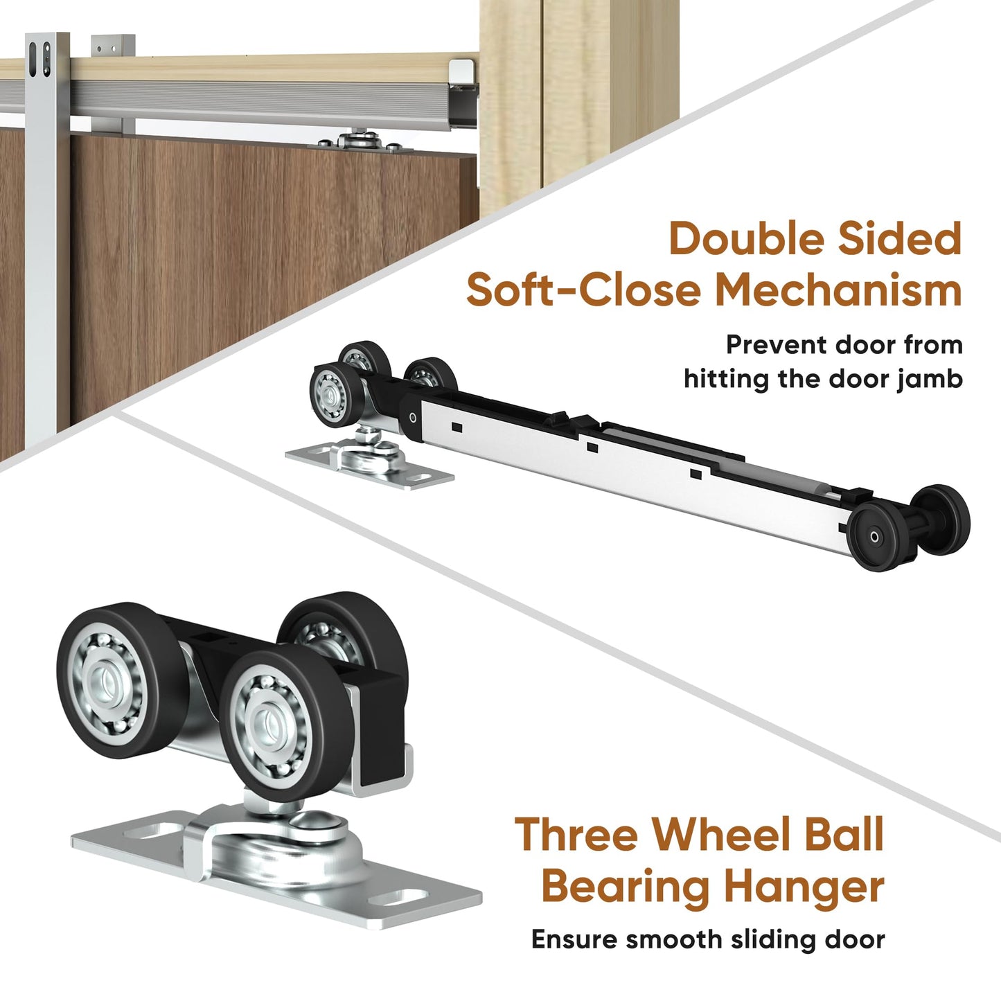 JUBEST 36"x 80" Pocket Door Frame Kit with 220LBS Soft Close Mechanism and Galvanized Steel Studs, Pocket Door Kit for 2x4 Stud Wall, Suitable for Doors Wide 24"-36", Easy to Install