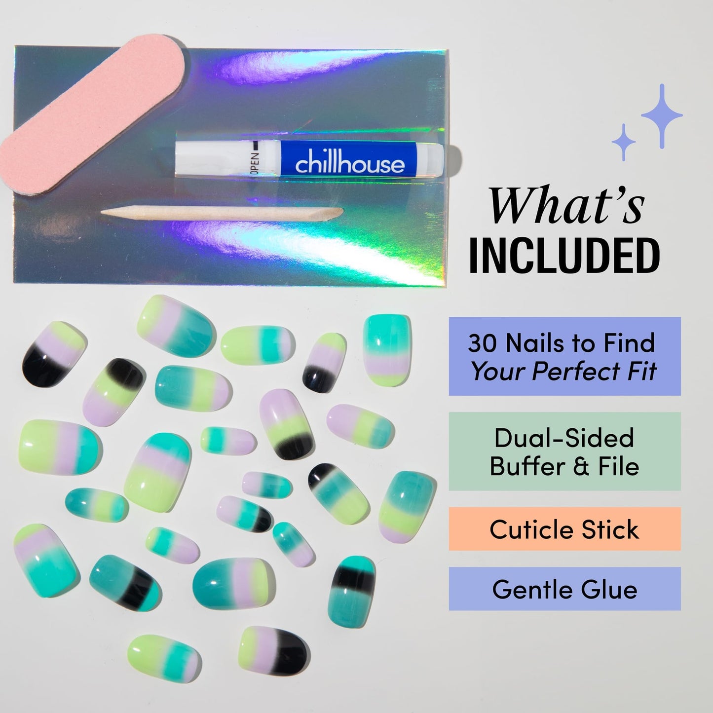 Chillhouse - Chill Tips, Press on Nails Kit - Shades of Mohair (Oval) - 24 Nail Shapes & Sizes - Up to 2 Weeks of Wear - Customizable Fit - Reusable - Latina Founded & Women Owned - Beauty & Self Care