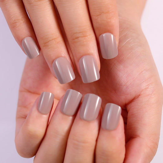 Stbisen Caramel Brown Press On Nails Short, Glossy Soft Gel Square Fake nails, 15 Sizes - 30Pcs, Thick Natural Reusable Glue On Nails for Women Gift, Suitable for Work, Office Settings and Everyday