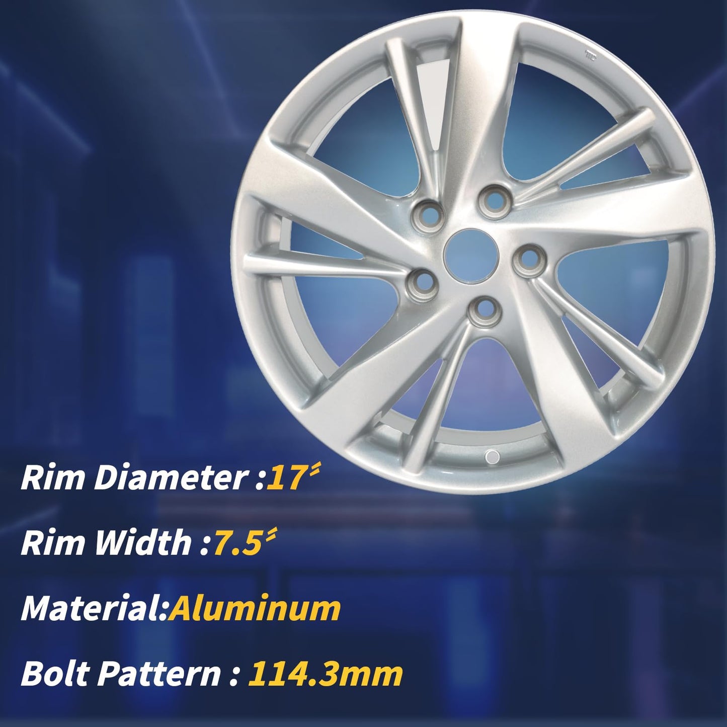 LUNEGUE 17x7.5" 17 Inch Silver Aluminum Alloy Wheel Rims Fit for Nissan Altima 2013 2014 2015 2016, ALY62593U20N, OE Stock Specs