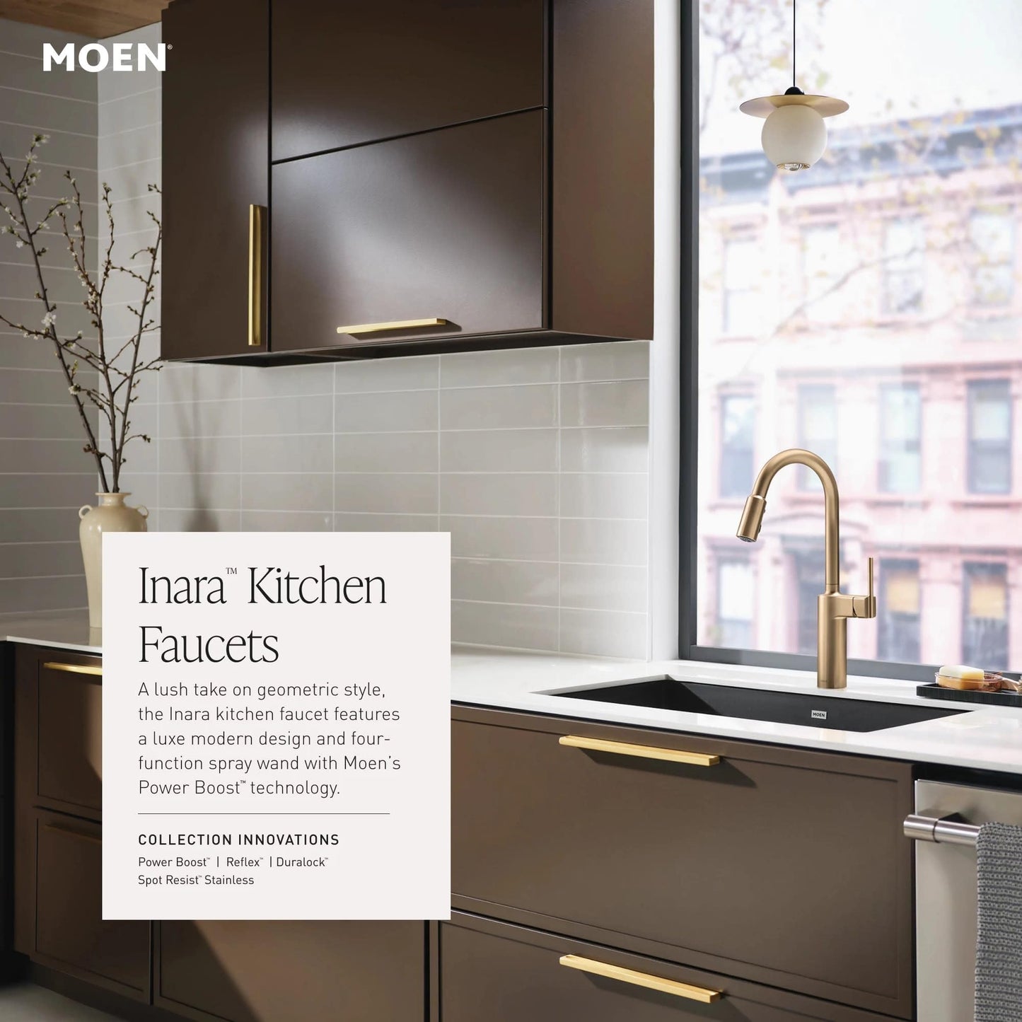 Moen Inara Matte Black Pulldown Kitchen Faucet with Power Boost, Modern Kitchen Faucet, One-Handle High Arc, Easy Installation, 87463BL