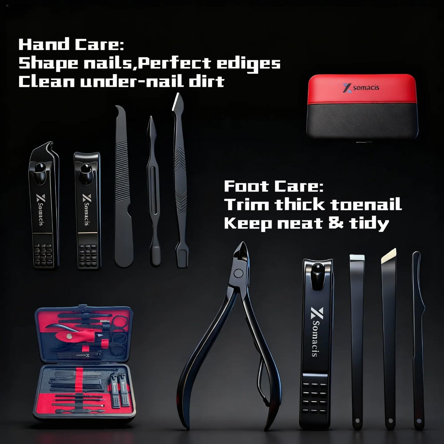 Manicure Set Professional Nail Clipper Kit-18pcs Stainless Steel Manicure&Pedicure Kit,Nail Care Tools Grooming kit with Luxurious Travel Case