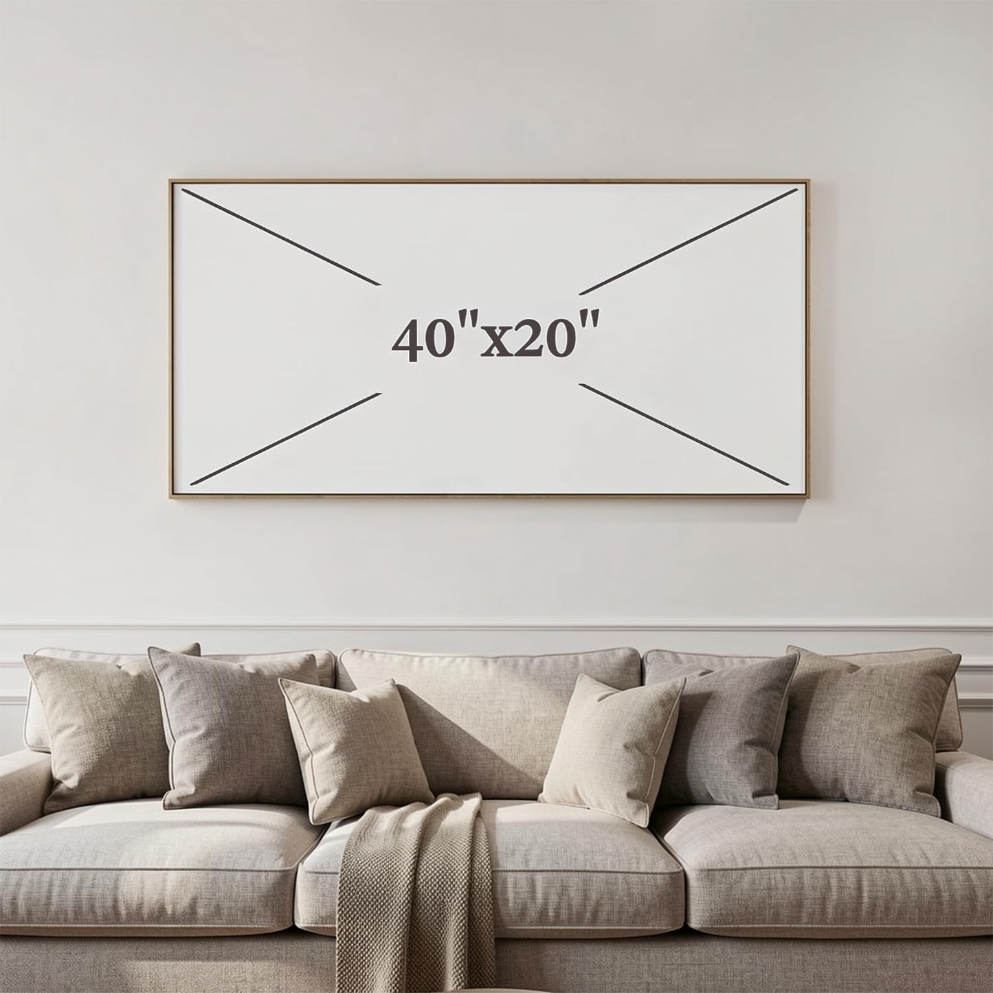 Modern Abstract Canvas Print Black White Leaves Natural Landscape Living Room Bedroom Office Decoration 20”×40" Framed