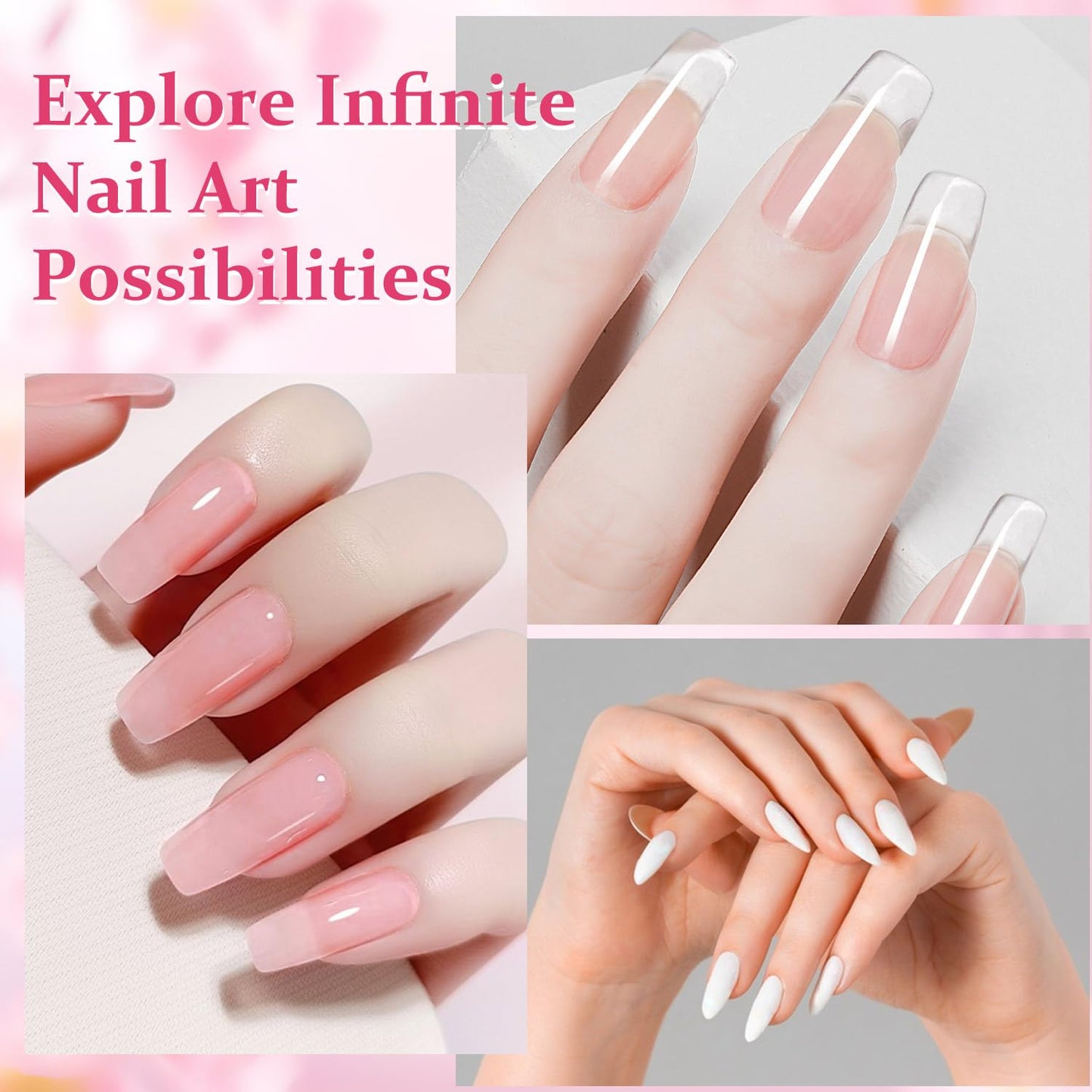 Acrylic Nail Kit with liquid Monomer,6 colors Glitter Acrylic powder UV Lamp for Beginners with Everything Nail Supplies (Pink)