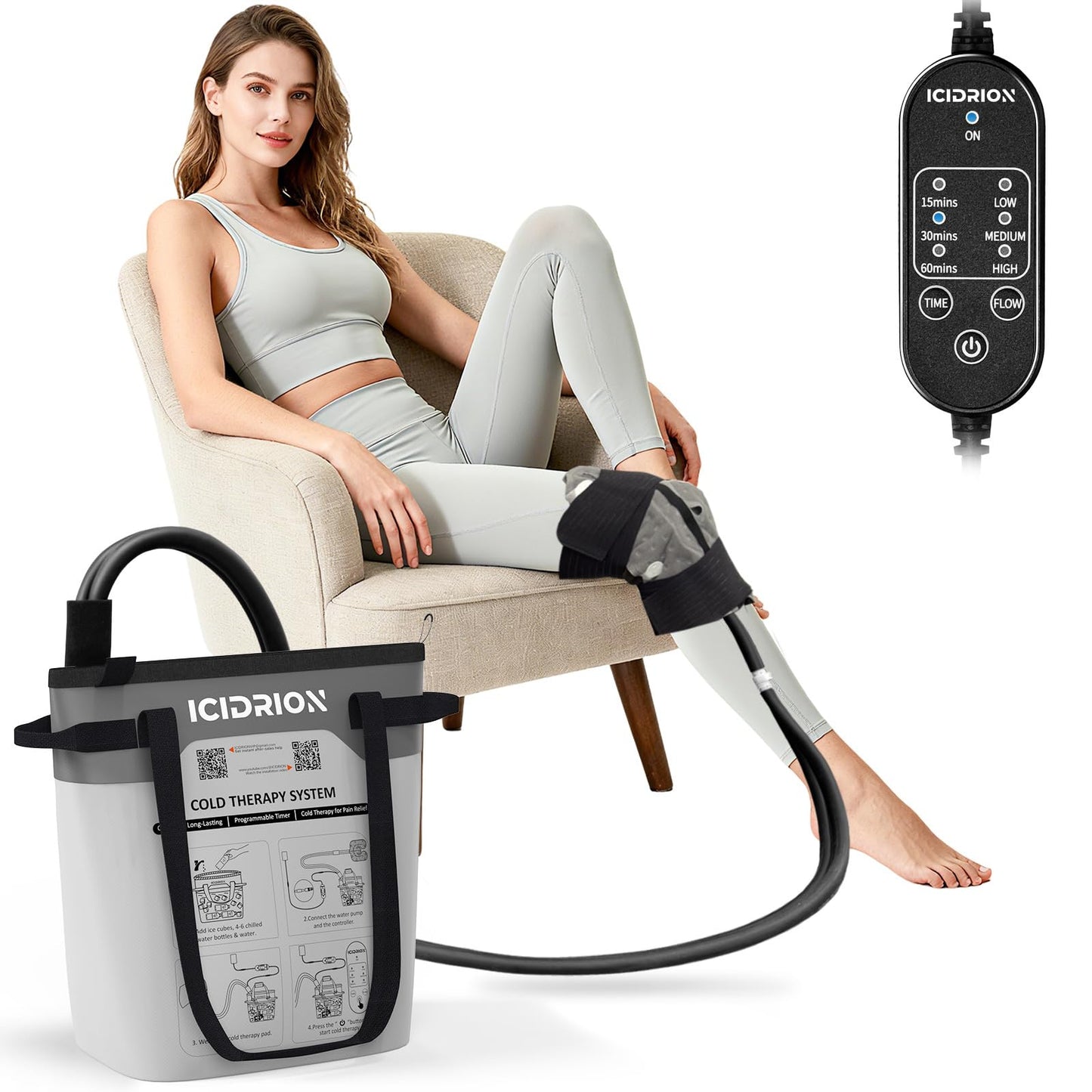 Cold Therapy Machine, Programmable Ice Machine for Hip After Surgery, Portable Hip Replacement Recovery System, Cryotherapy Pain Relief w/Compression Pad