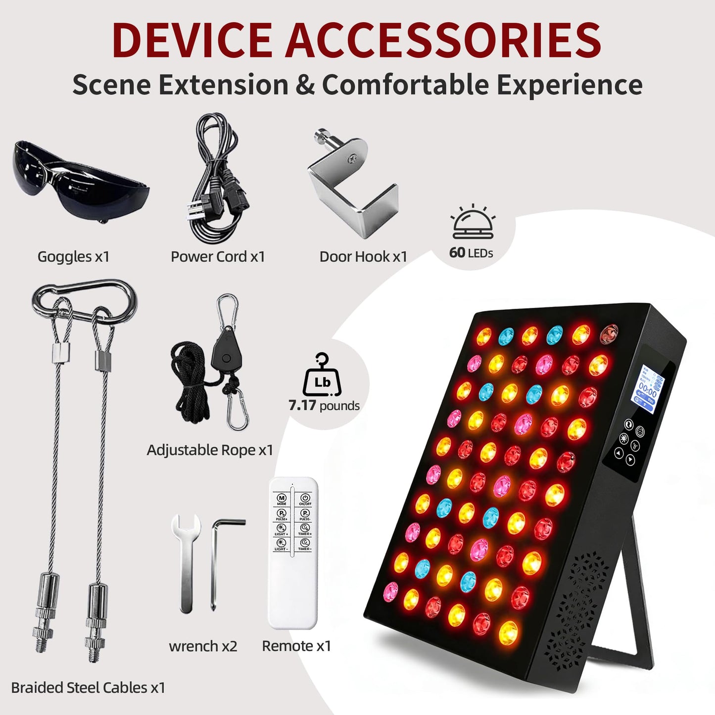 Red Light Therapy,Dual Chip Elite Grade LED 10 Modes and Color Changing Red Infrared Light Device with Near-Infrared Light 660nm 850nm High Power Red Light Therapy Panel at Home, for Body, Face, 115W