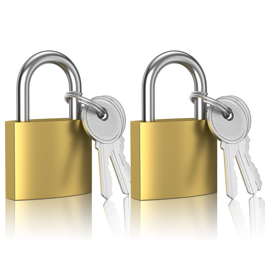 XFJSAK 2 Pcs Small Keyed Padlocks, Locker Lock, Locks with Keys 32mm, Gold, Compact, Hardened Alloy, Securing Luggage, Gym Lockers