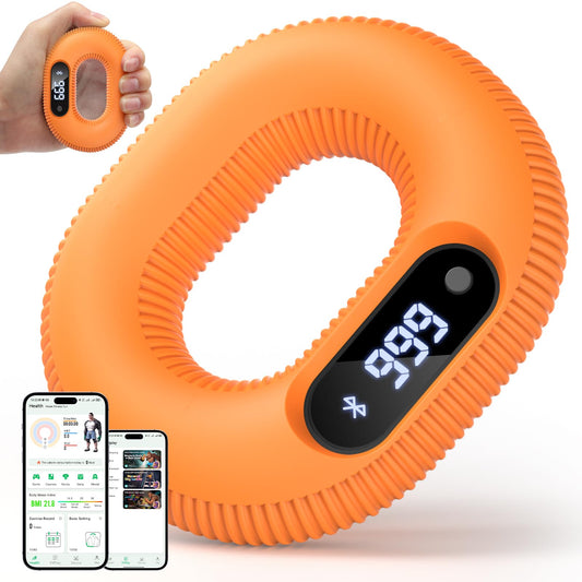 Grip Strength Trainer with Smart Bluetooth APP, Countable Hand Extension Exerciser for Muscle Building and Injury Recover, Portable Hand Exerciser at Office, School and Home Use, Silicone (50 LB)