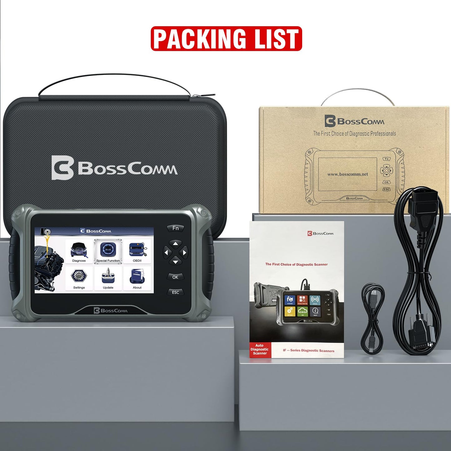 2026 BOSSCOMM IF742 OBD2 Scanner, ABS/SRS/Transmission/Check Engine Code Reader Scan Tool with 6 Resets, ABS Bleeding/Oil/EPB/SAS/Throttle/BMS, Scanner Diagnostic Tool for All Cars, Free Update, EN/ES