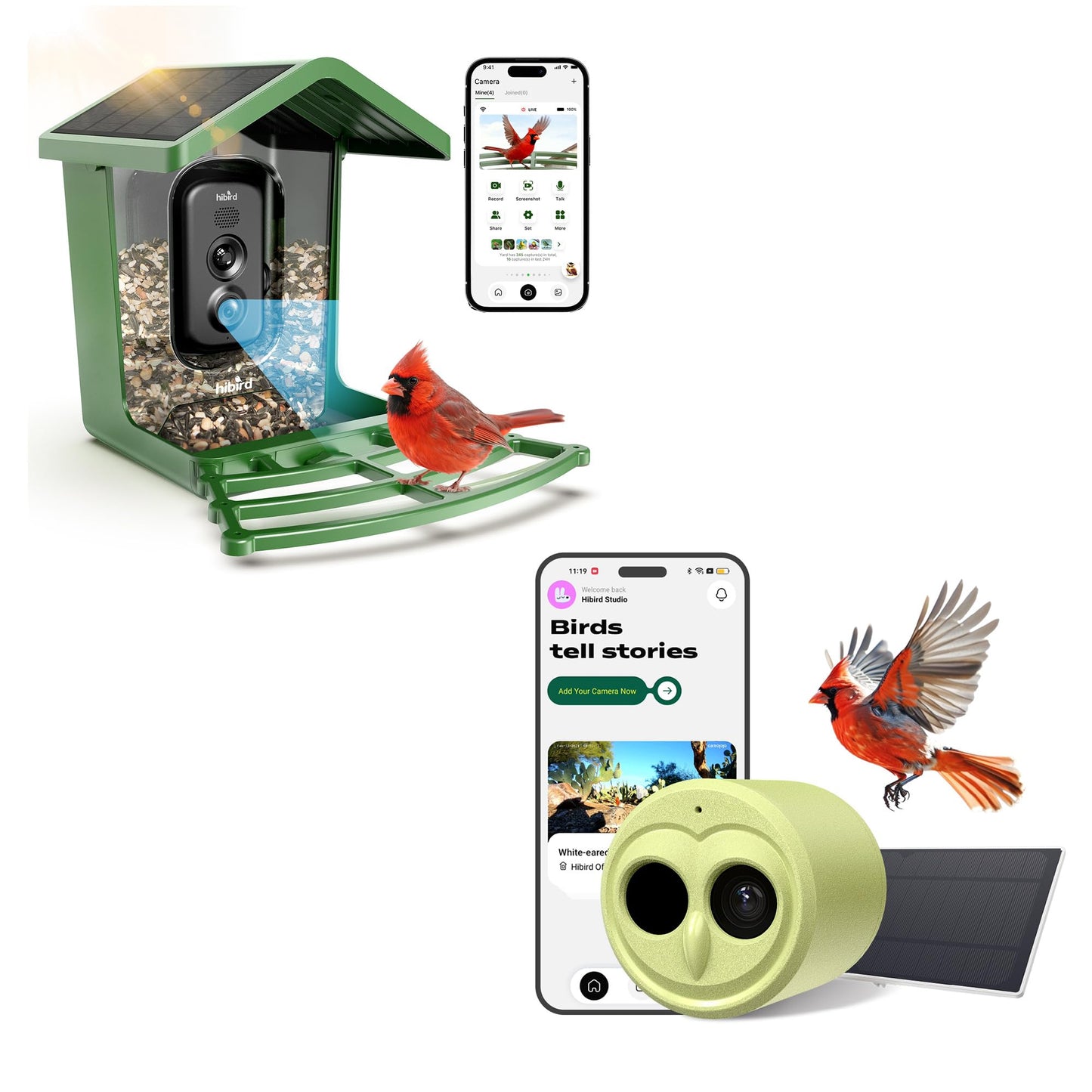 Hibird 4K HD Smart Bird Feeder Camera, 2.4G/5G Dual WiFi Wireless Outdoor, 6X Slow Motion Auto Bird Video Capture, Instant Notifications, AI Identify 10000+ Species for Everyone