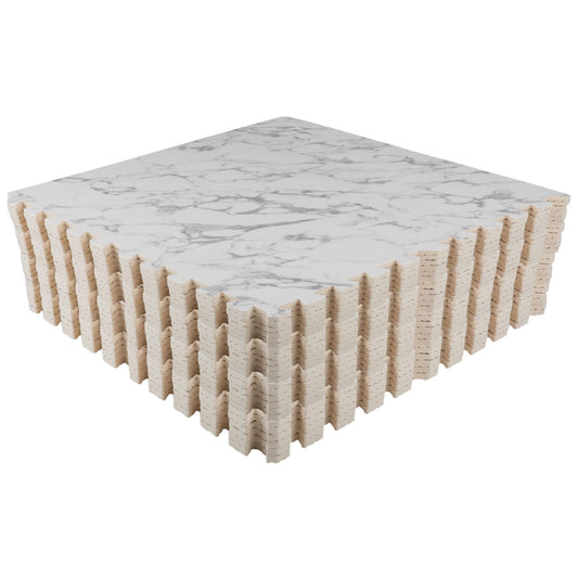 EVA Foam Floor Tiles 24-Pack - 96SQFT Puzzle Mat - Interlocking Foam Tiles for Baby Play Mat or Gym Flooring for Exercise by Stalwart (Faux Marble)