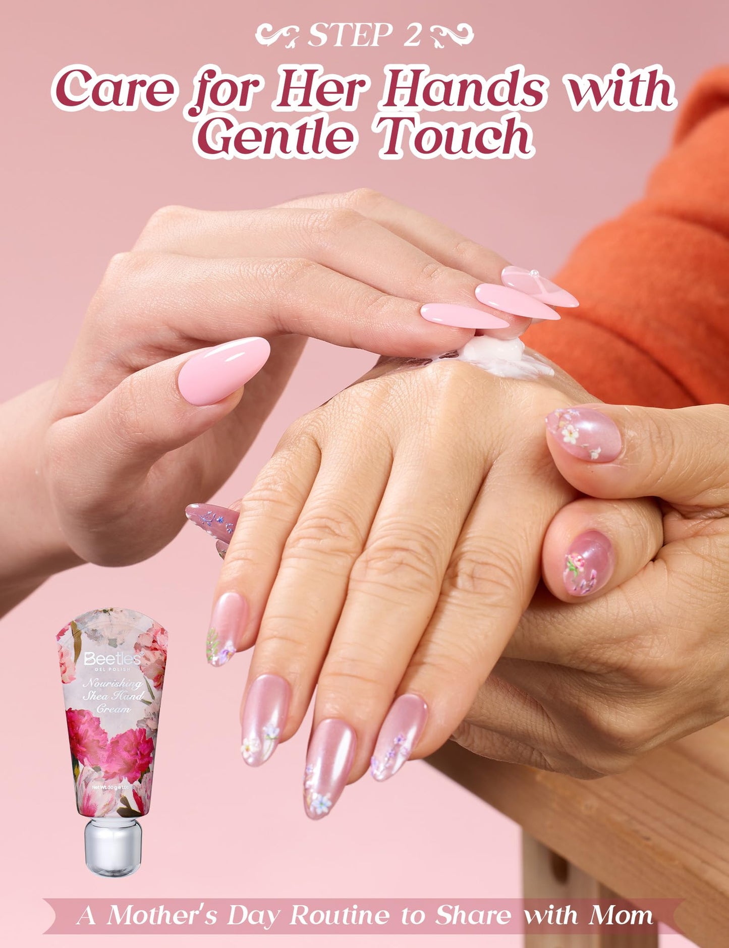 Beetles Mani Time with Mom Mother’s Day Gift Box, 12 Colors Purple Pink Red Cat Eye Gel Nail Polish Kit with U V Light, HEMA Free TPO Free Complete Manicure Kit Shea Butter Hand Cream Gift Box for Mom