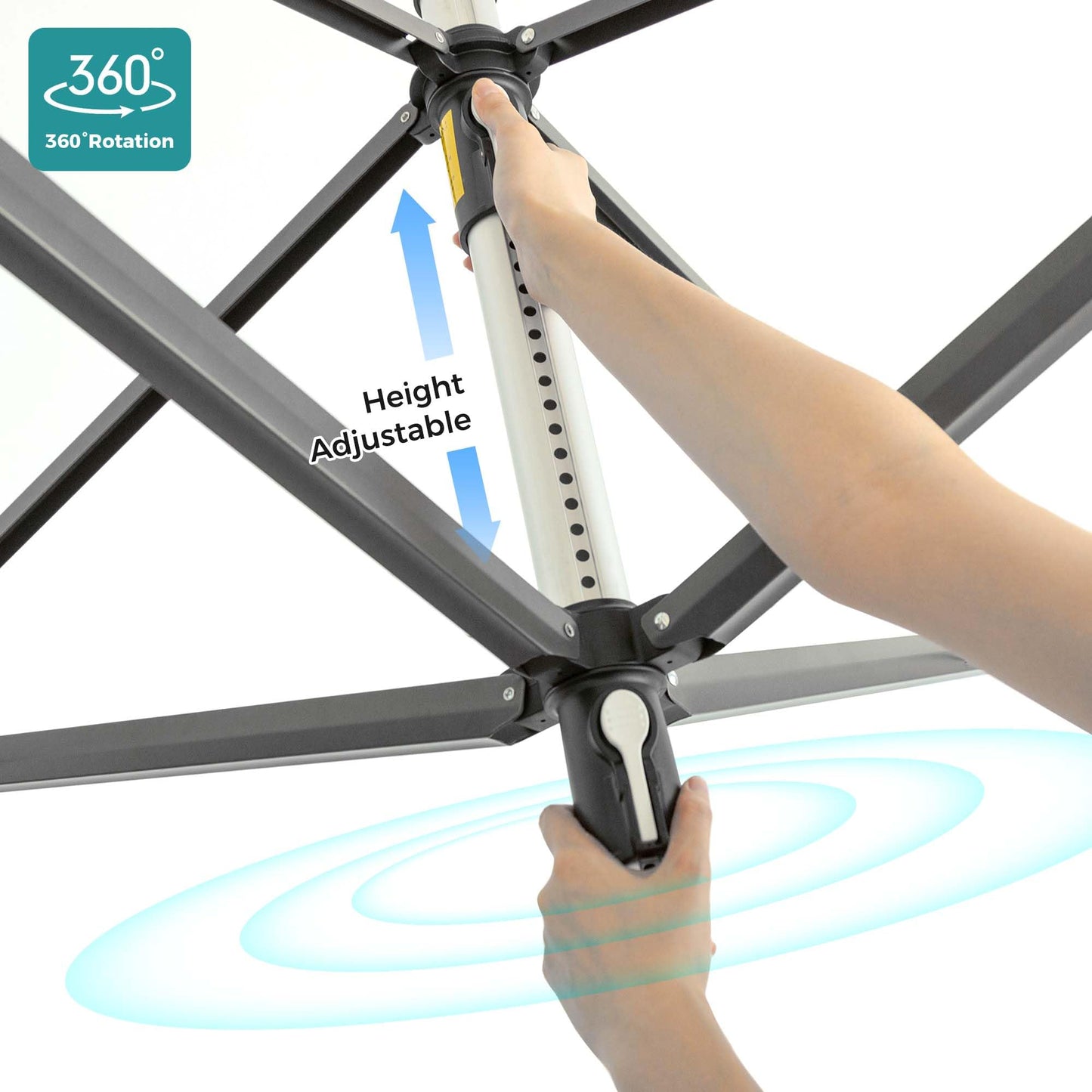 Suptinwear Outdoor Rotary Clothesline with Ground Spike, 4 Arm Umbrella Clothes Drying Rack, 12-Line 196 ft Large Laundry Drying Line, Adjustable Height Outdoor Clothesline for Backyard Patio Garden