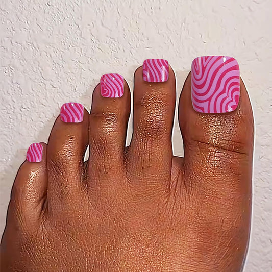 FIEONCIY Press on Toenails with Designs Acrylic Fake Nails for Toe Artificial False Nails with Charms Glue on Toe Nails for Spring Summer Stick on Toenails for Women Girls(XZ9707)