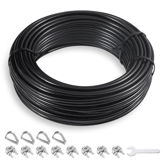 SERTT Replacement Cable for Pulley Cable Machine, Pulley Cable for DIY Home Gym, Wire Rope Length 32.8/65.6/98.4 Ft for Weight Lift Pulley System, Gym Steel Cable, Thick 5mm, TPU Coated