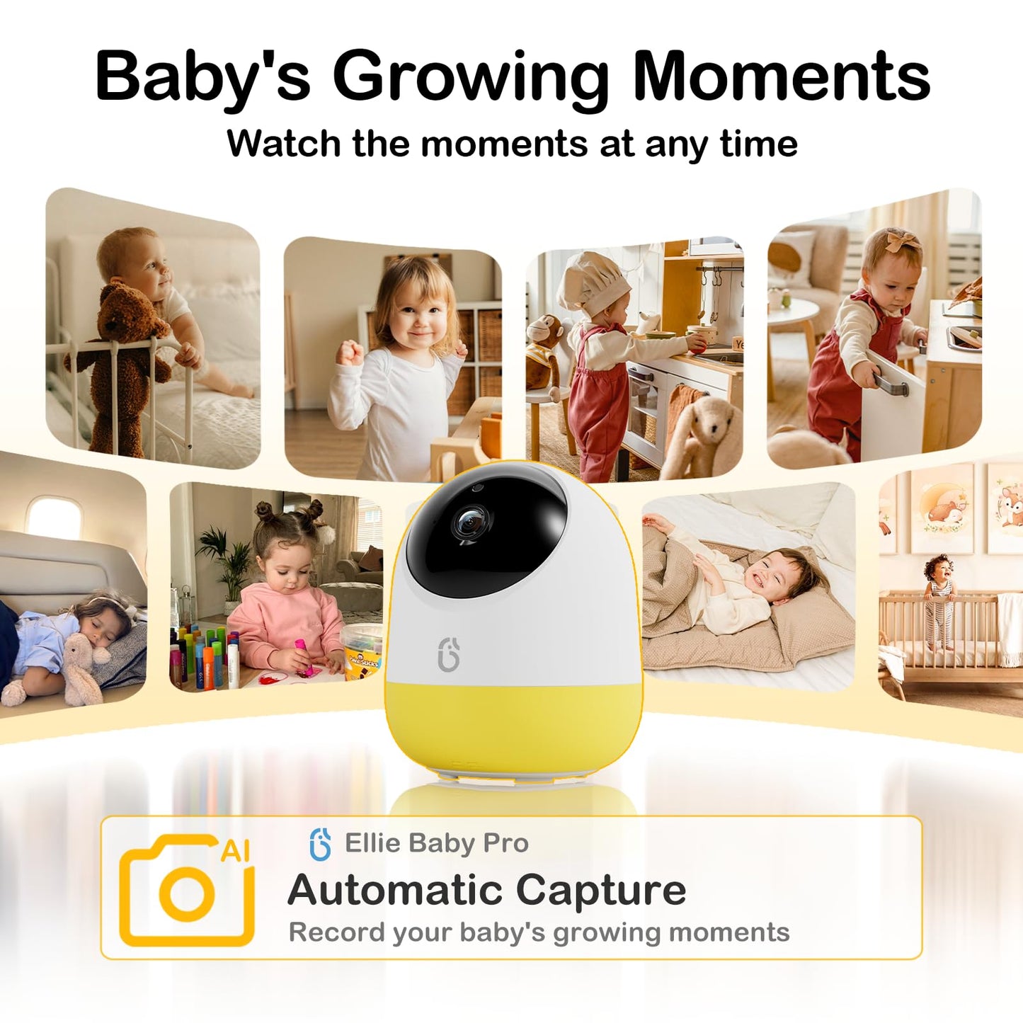 Ellie Pro Baby Monitor with Camera and Audio,5'' IPS 2K UHD Resolution,6000mAh Battery, Remote Pan-Tilt-5X Zoom, 2-Way Talk,No WiFi, Night Vision, Virtual Fence 24hr Play Back and 1000ft Range