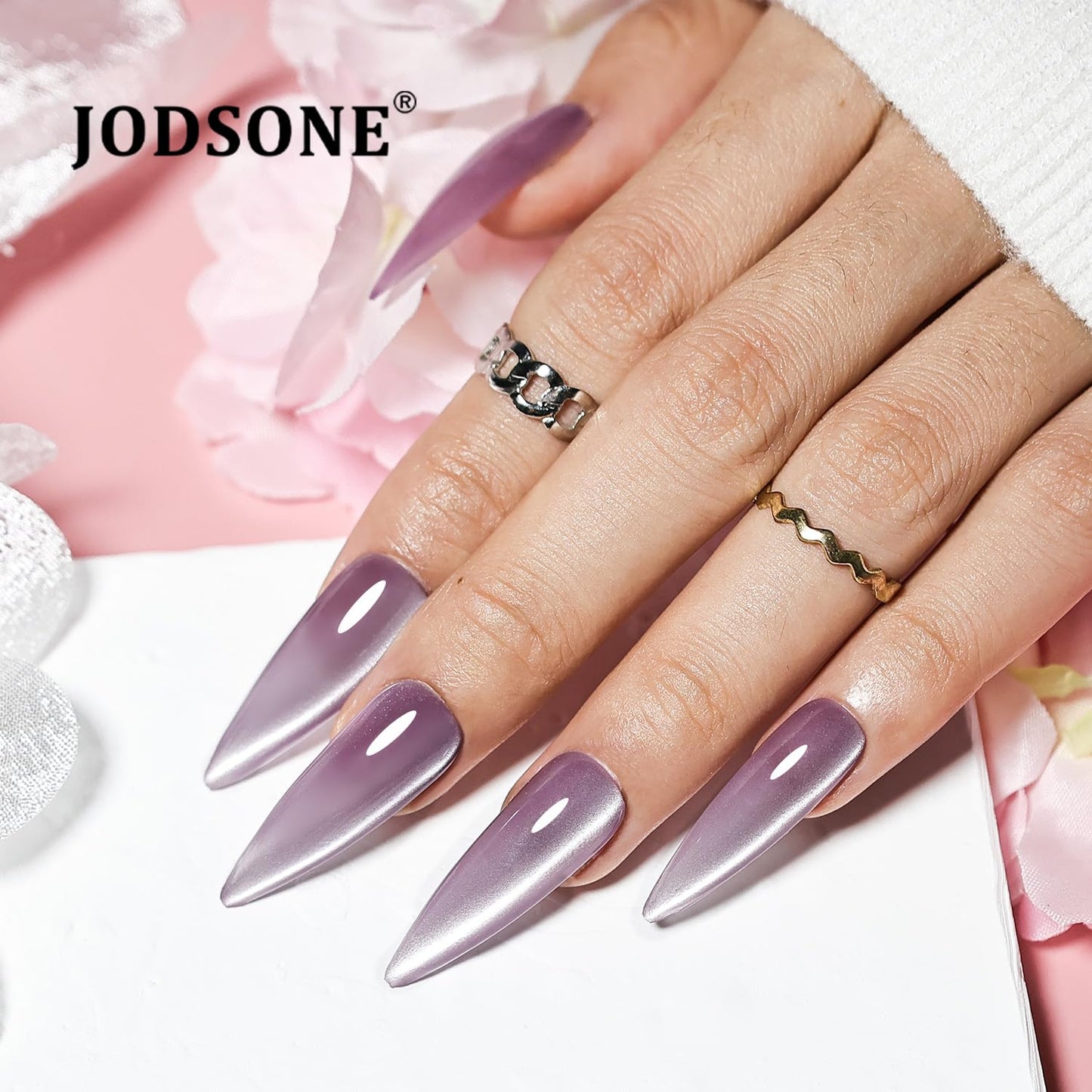 JODSONE 10 Colors Glow-in-the-Dark Cat Eye Gel Nail Polish Set Silver Green Blue Grape Purple with Base Coat and Top Coat and Magnet Stick Summer Nail Art for Nail Salons and at Home