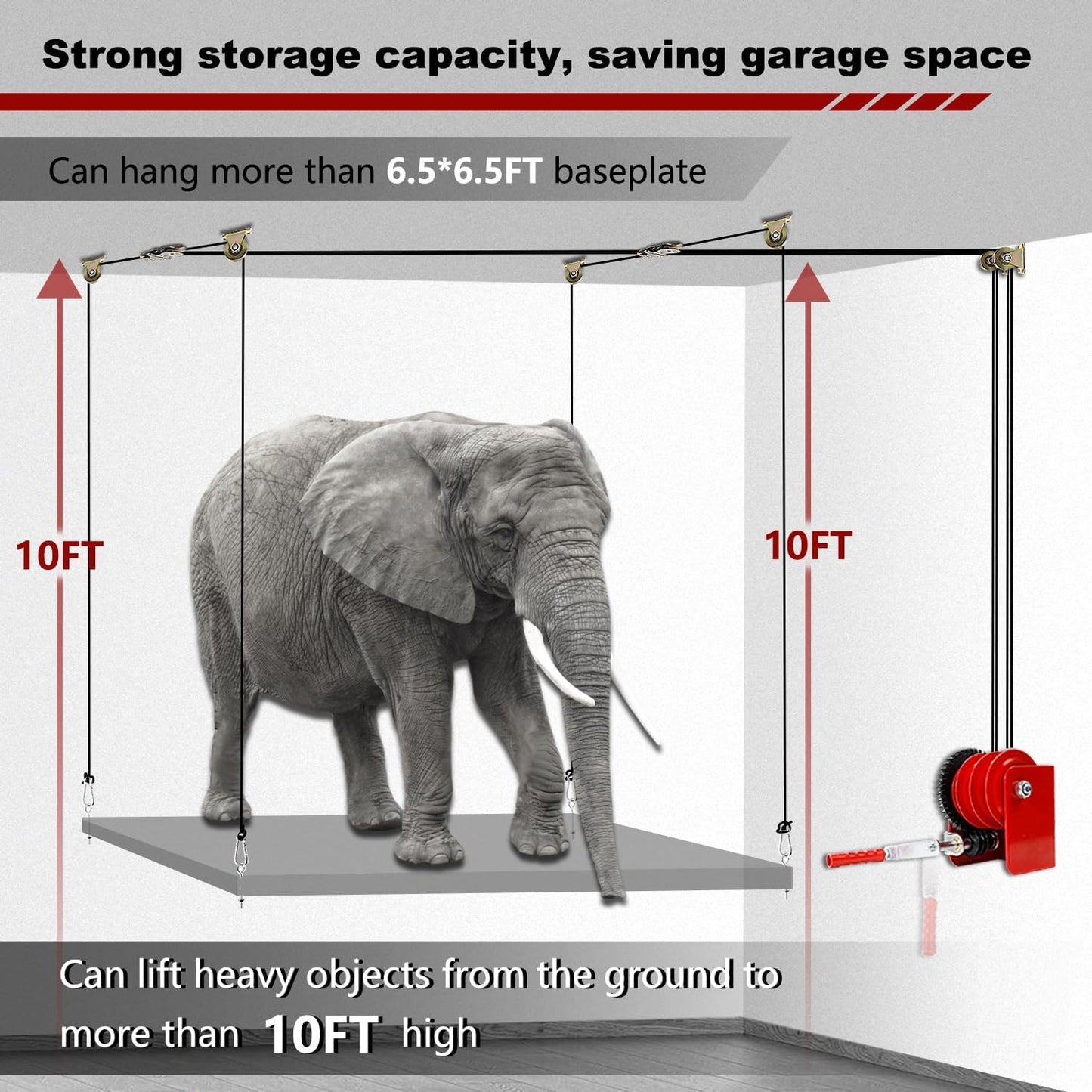 Overhead Garage Storage Lift - Heavy Duty Ceiling Mounted Garage Storage Lift System for Organization Easy to Install