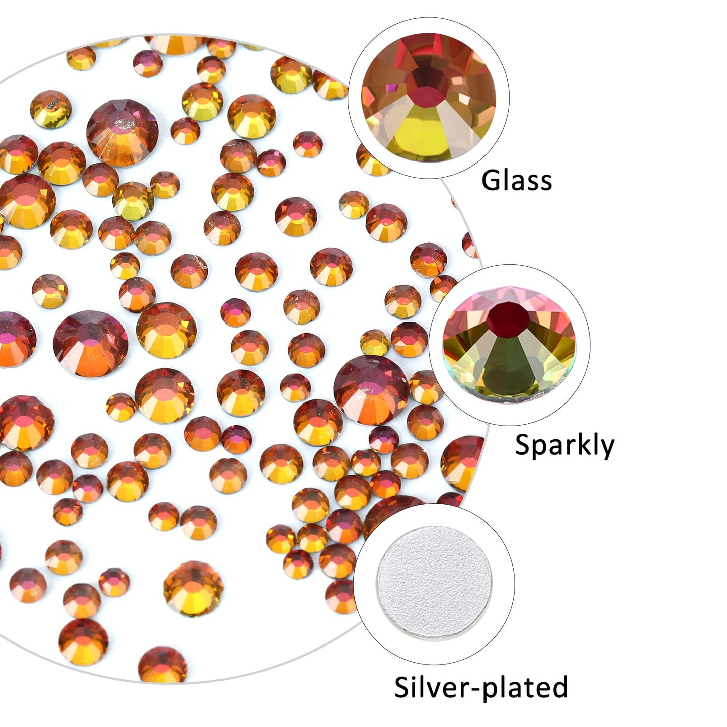 Meibite Red Flame Glass Flatback Rhinestones for Nails, Crafts & Clothes – 4240PCS 6 Sizes (SS6–SS20) Crystal Gems Kit with Tweezers & Picker, Non Hotfix DIY Rhinestones for Tumblers, Shoes, Nail Art
