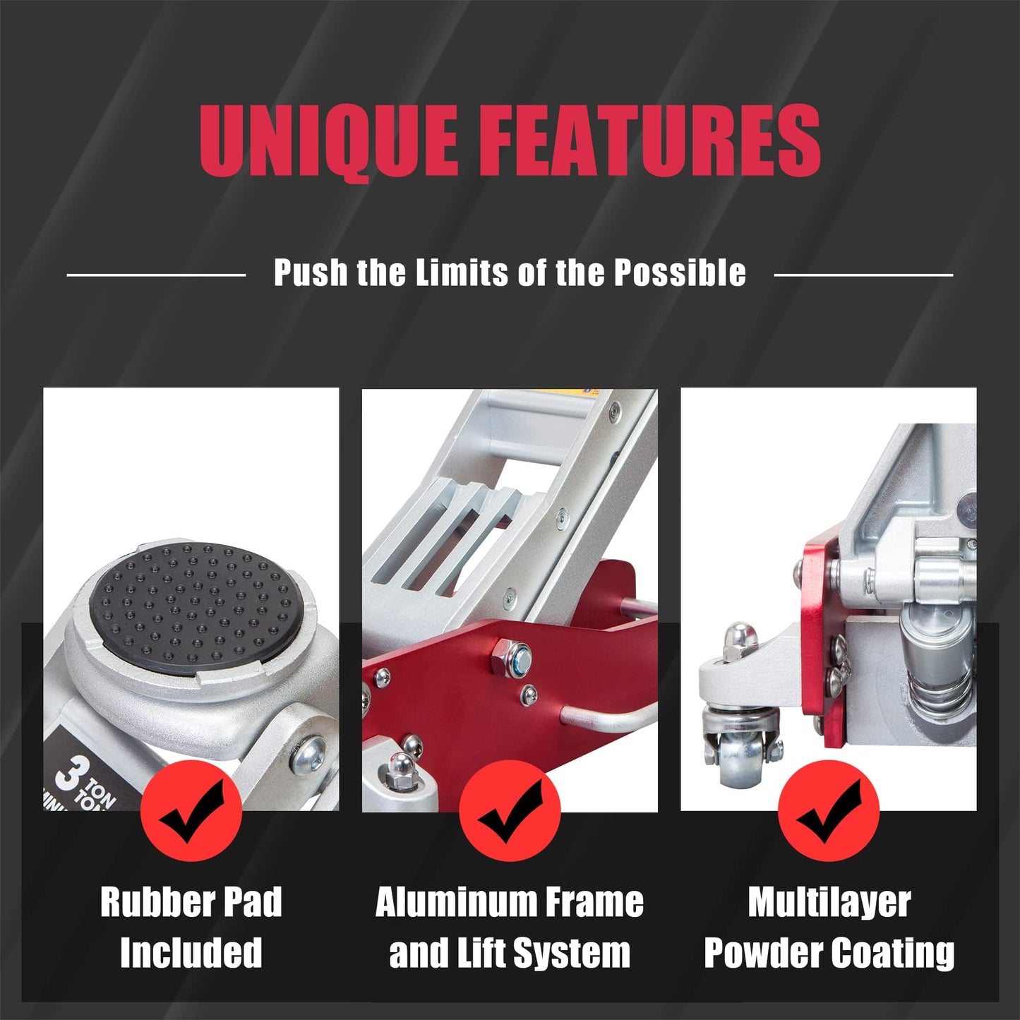 Big RED Floor Jack 3 Ton,Full Aluminum Ultra Lightweight Low Profile Car Jack with Dual Piston Quick Lift Pump,Hydraulic Racing Floor Jack for Vehicle,6,000 lb Capacity,Red