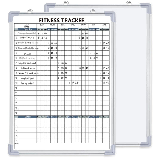 Lincia 18 x 24 Inch Fitness Tracker Whiteboard Workout Calendar for Home Gym Dry Erase Planner Hanging Removable to Do List for Wall Whiteboard with Aluminum Frame for Gym Program(Style B)