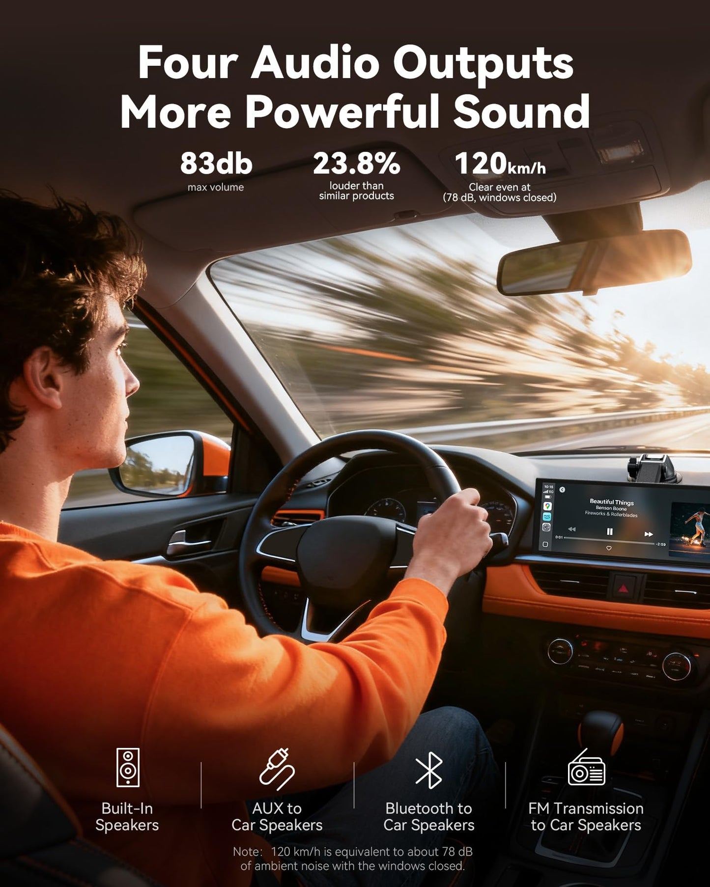 10.26“ Carplay Screen for Car with Net-Flix YouTube, Portable 60FPS Wireless Car Play Tablet for Apple CarPlay & Android Auto, 1080P Backup Camera, OTA, Dual Bluetooth, Voice Control, Navigation