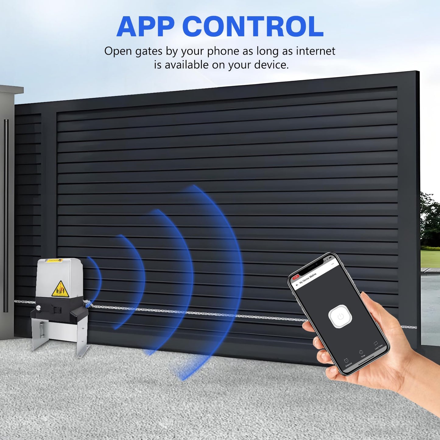 3300LBS Automatic Sliding Gate Opener with 6 Remote Controls,550W Electric Rolling Driveway Slide Gate Operator Hardware Security System Kit for Sliding Gate Up to 40 Feet (APP Control)