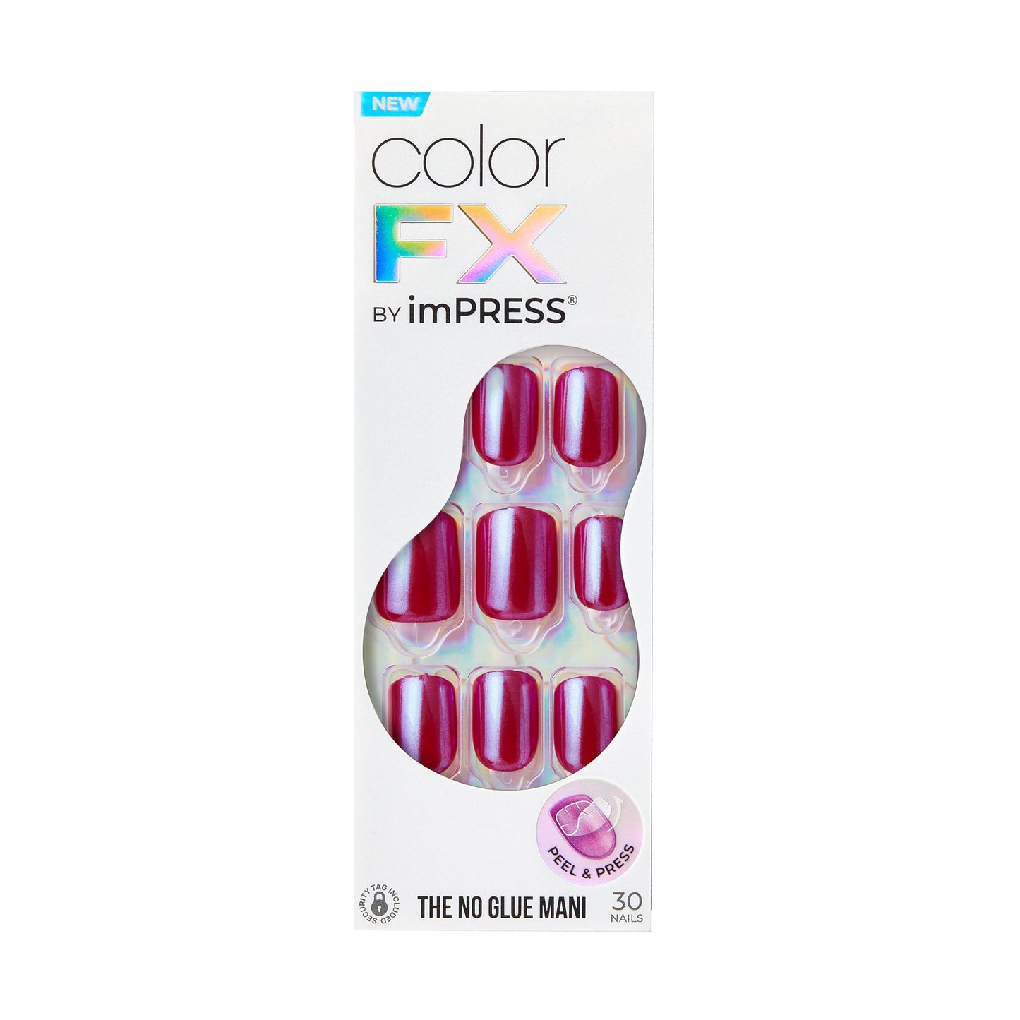 Kiss Impress No Glue Mani Press On Nails, Color FX, 'This City', Red, Short Size, Squoval Shape, Includes 30 Nails, Prep Pad, Instructions Sheet, 1 Manicure Stick, 1 Mini File