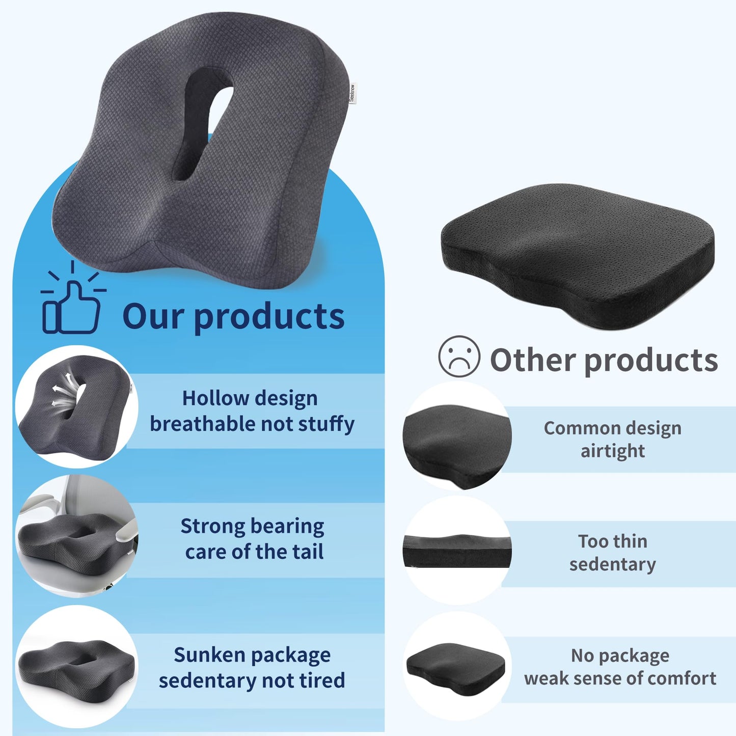 seeknow Ultimate Comfort Memory Foam Donut Cushion for Women/Men Donut Cushions for Sitting Postpartum Pillow Doughnut Pillow for Extra Large Size for Office Chair, Car, and Home Seating