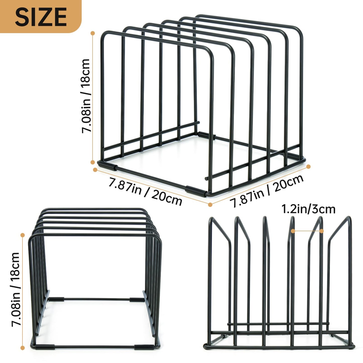 Cutting Board Organizer,Kitchen Cabinet Organizer,Divided Rack with 5 Slots for Baking Trays,Space-Saving Kitchen Storage for Cutting Boards, Cookie Sheet, Thin Pans and Baking Sheets Holder (1pcs)