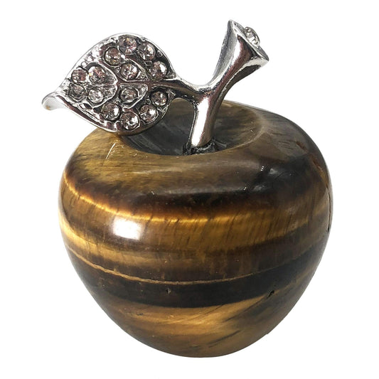 Neyisaa Tiger‘s Eye Apple Decor, Healing Crystals Pocket Stone Fruit Figurine Craft Home Decoration 30mm