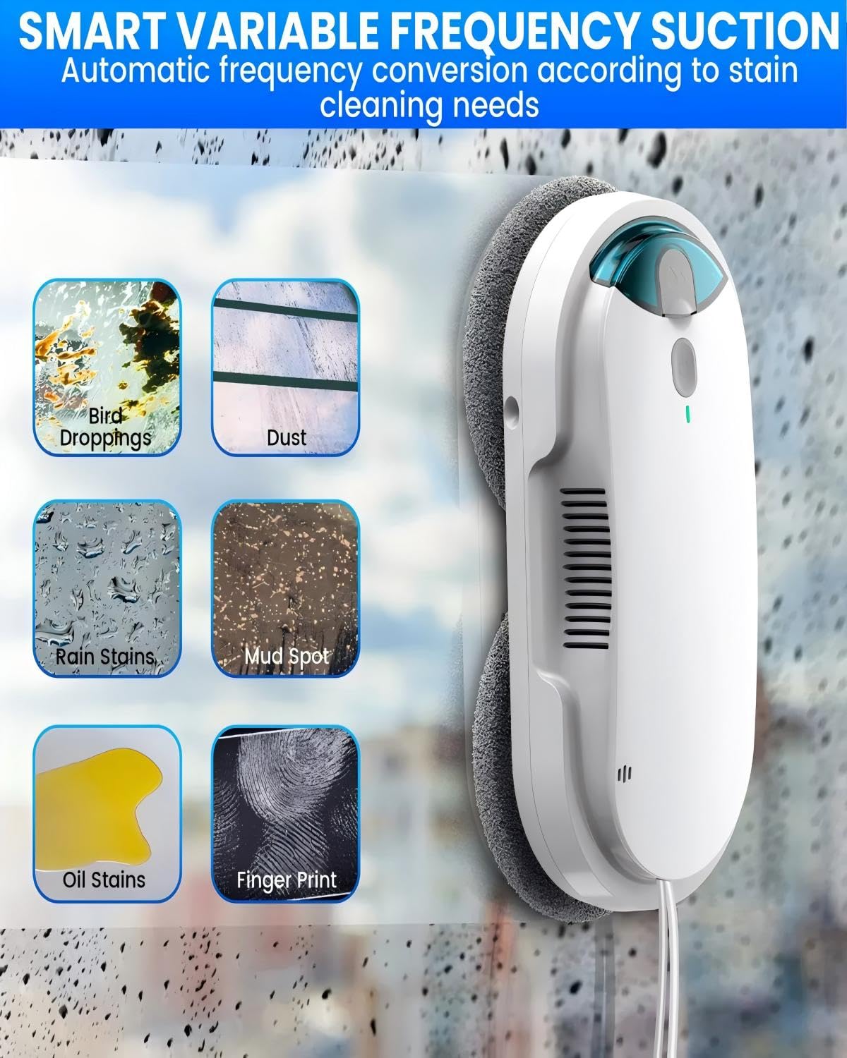 HIXZAP Smart Window Cleaning Robot with bidirectional ultrasonic Spray & 85ml Tank - Automatic Edge Detection, 2400-3200pa Strong Suction, Anti-Drop Protection for Effortless Cleaning