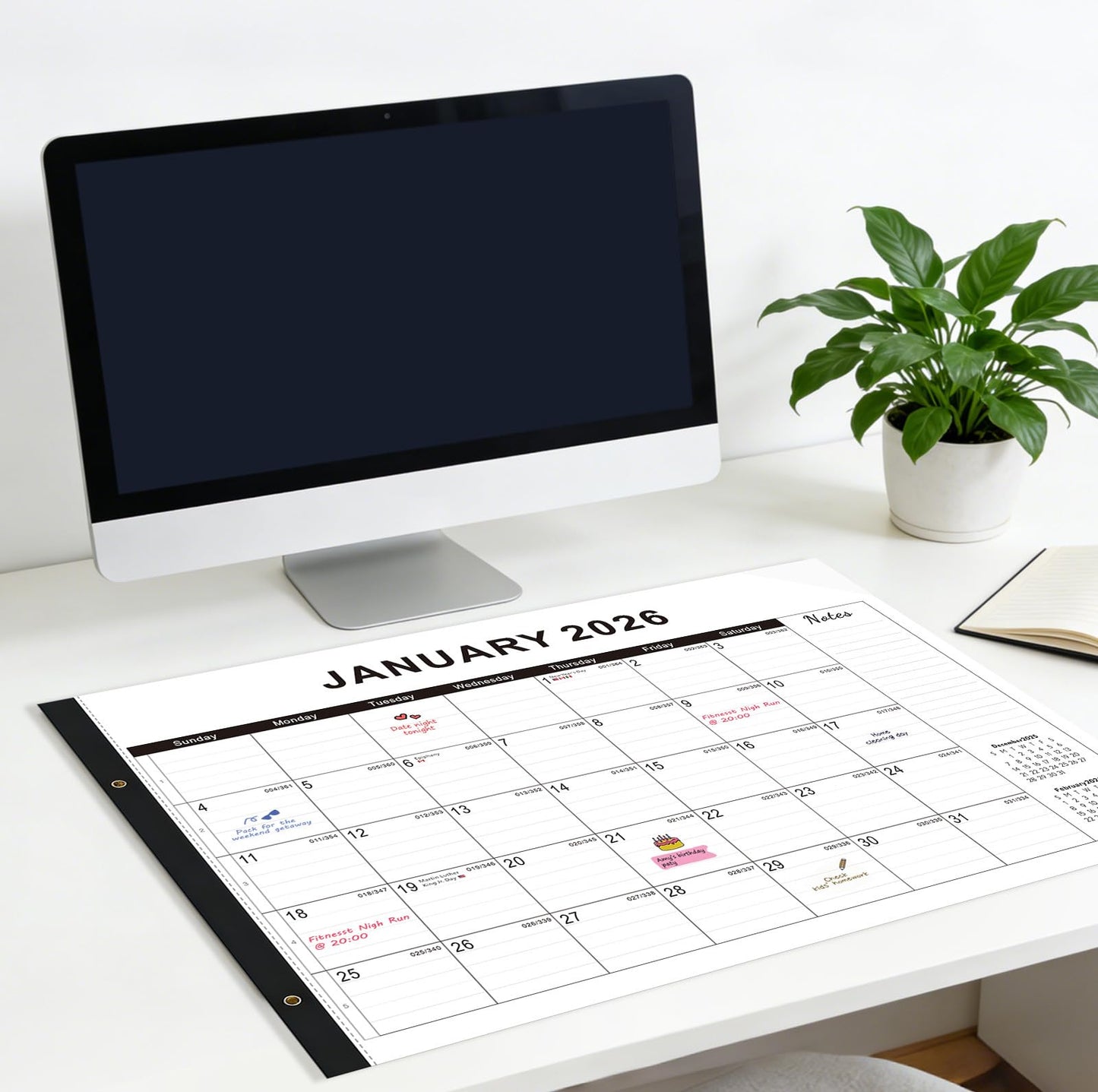 2026 Desk Calendar Large 22x17 – Desk Top Calendar 2026 with plastic cover