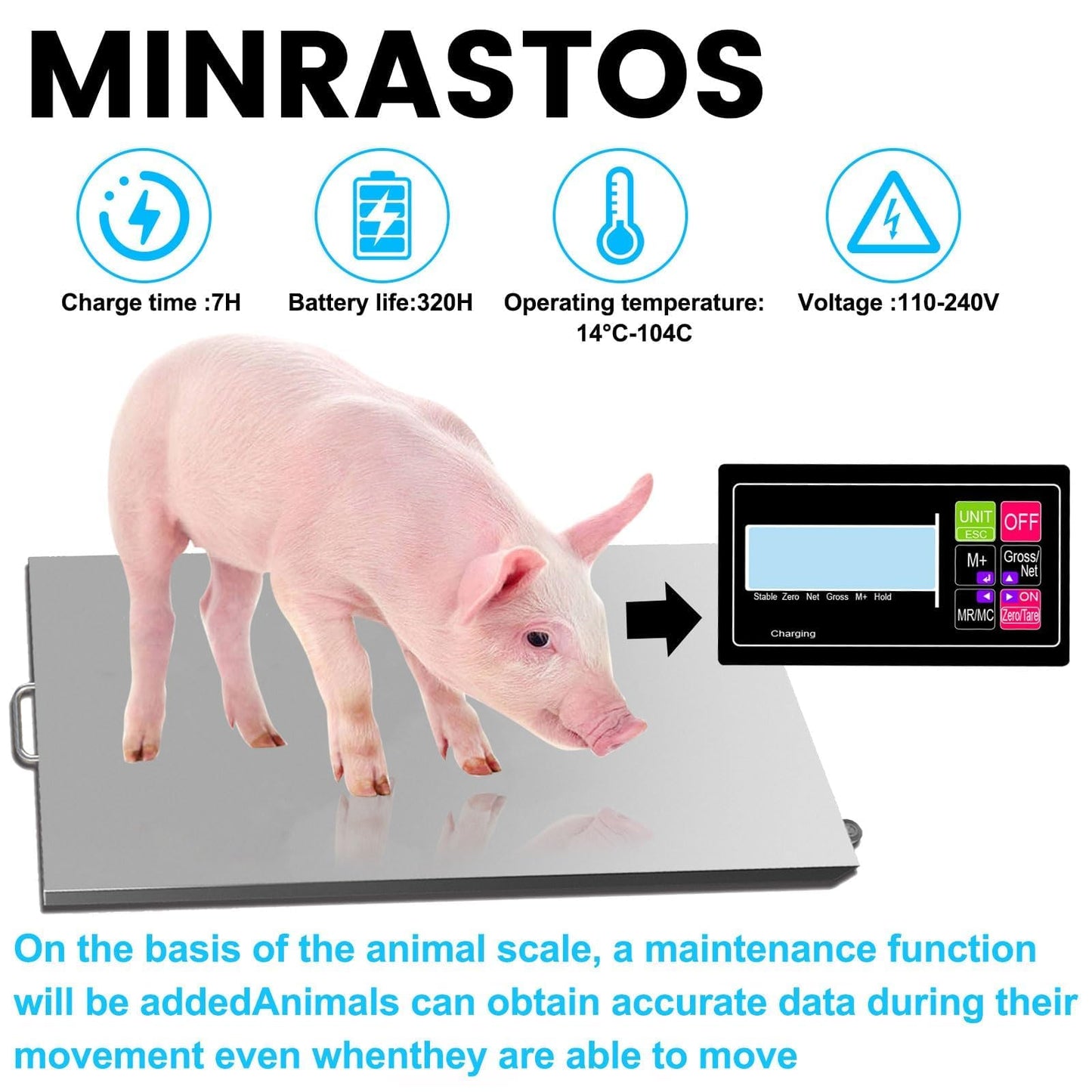 Livestock Animal Scale Vet Scale Farm Animal Scales Suitable for Weighing Large Sized Animals,Including Dog, Lambs, Goats, Pigs, Sheep, Pigs, hogs, Donkey, Calf,etc. 1000lbs Capacity (44" x 22")