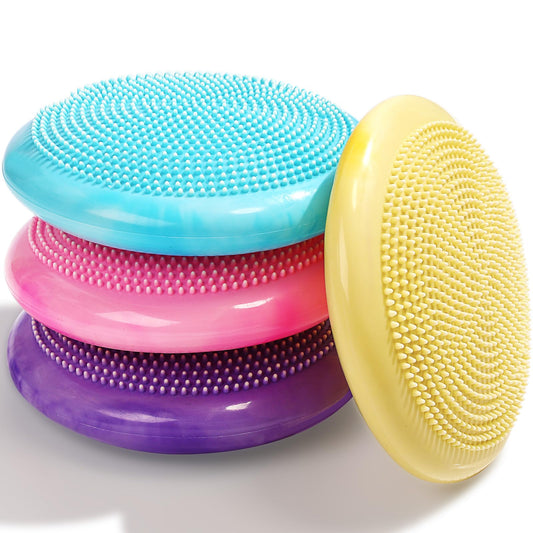 Libima 4 Pcs Wiggle Seat for Sensory Kids Inflated Wobble Cushion Sensory Seat Cloud Design Flexible Seating for Classroom Elementary Balance Disc for Kids Adult Pet Training(Stylish Color)