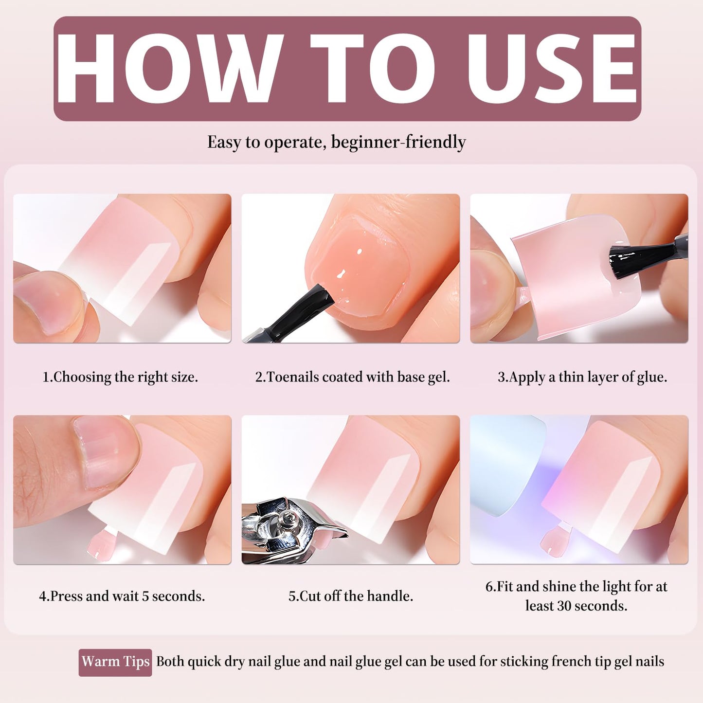Bellelfin Ombre Press On Toenails For Women with Nail Adhesive Tabs, 150 Pcs Light Pink Ombre Toe Nail Press Ons, Short Square Toenail Press On, 15 Sizes Full Cover Acrylic Fake Toe Nails