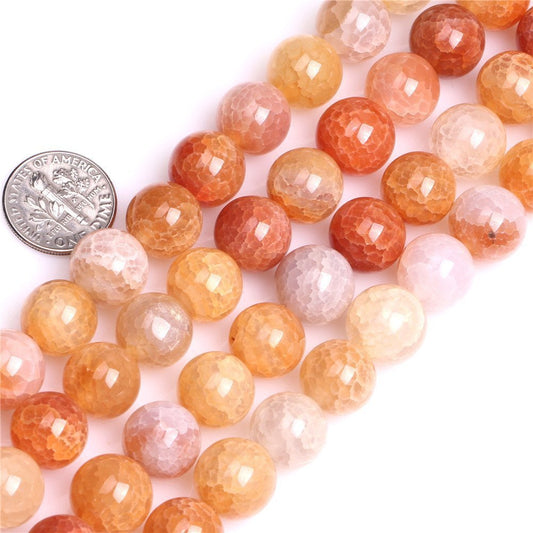 6mm Natural Crackled Agate Beads Round Gemstone Loose Beads for Jewelry Making (63-66pcs/strand)
